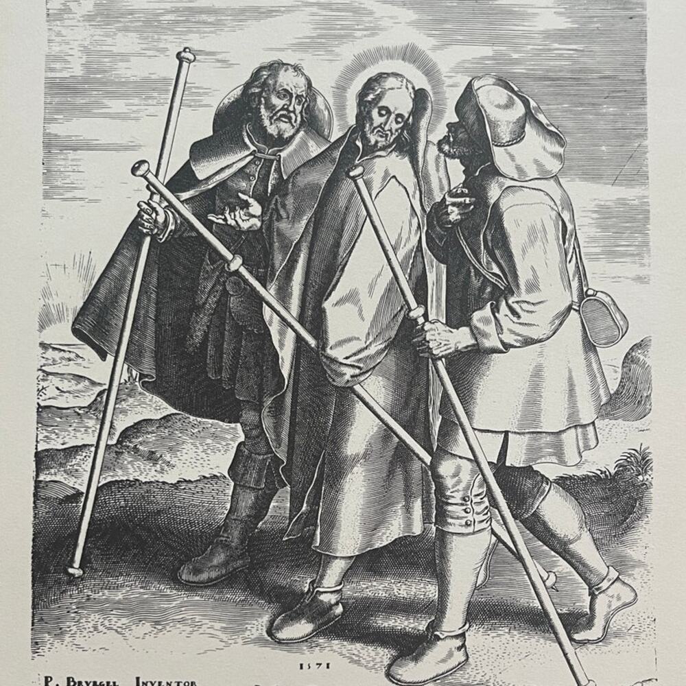 Bruegel, Jesus and Disciples on Road to Emmaus, Print, Bookplate, ~ 241229-WH 70